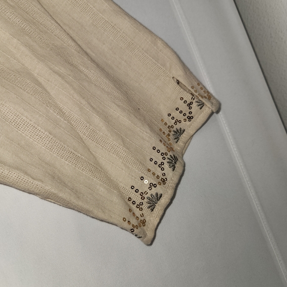 ⭐️NWT Erika Embellished Linen-Blend Shirt – ¾ Sleeve | Size XL - Picture 6 of 12